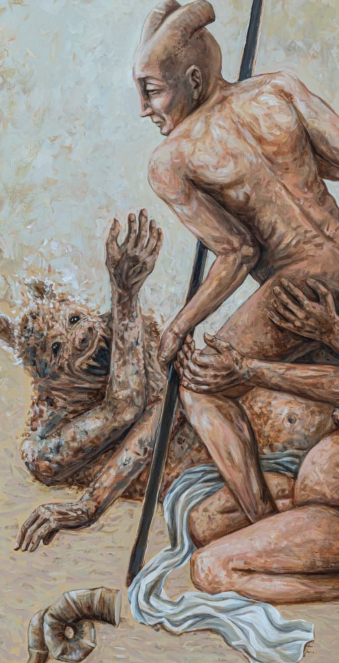 Drowned in four waves destruction — Detail close-up